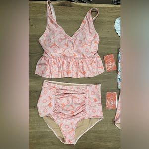 Kortni Jeane Pink Daisy Tankini Bathing Suit set